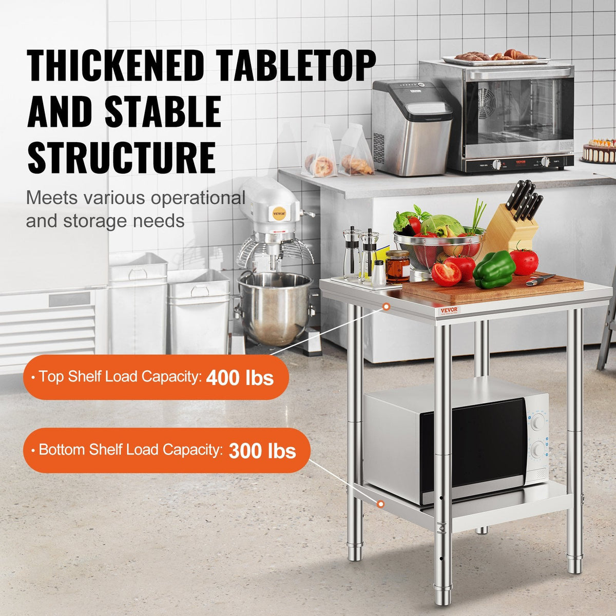 Stainless Steel Commercial Kitchen Work Food Prep Table