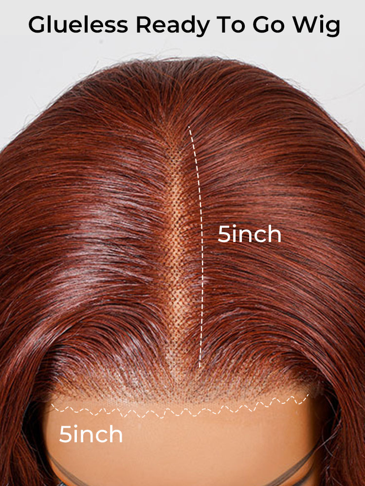 5x5 Lace Human Hair Wig Pre-cut Lace Reddish-Brown Body Wave, Density