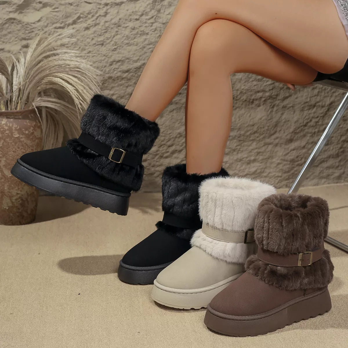 Round Toe Platform Boots