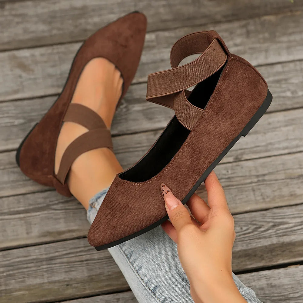 Crisscross Point Toe Flat Slip-Ons