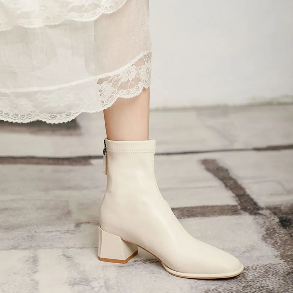 Round Toe Block Heels Boots