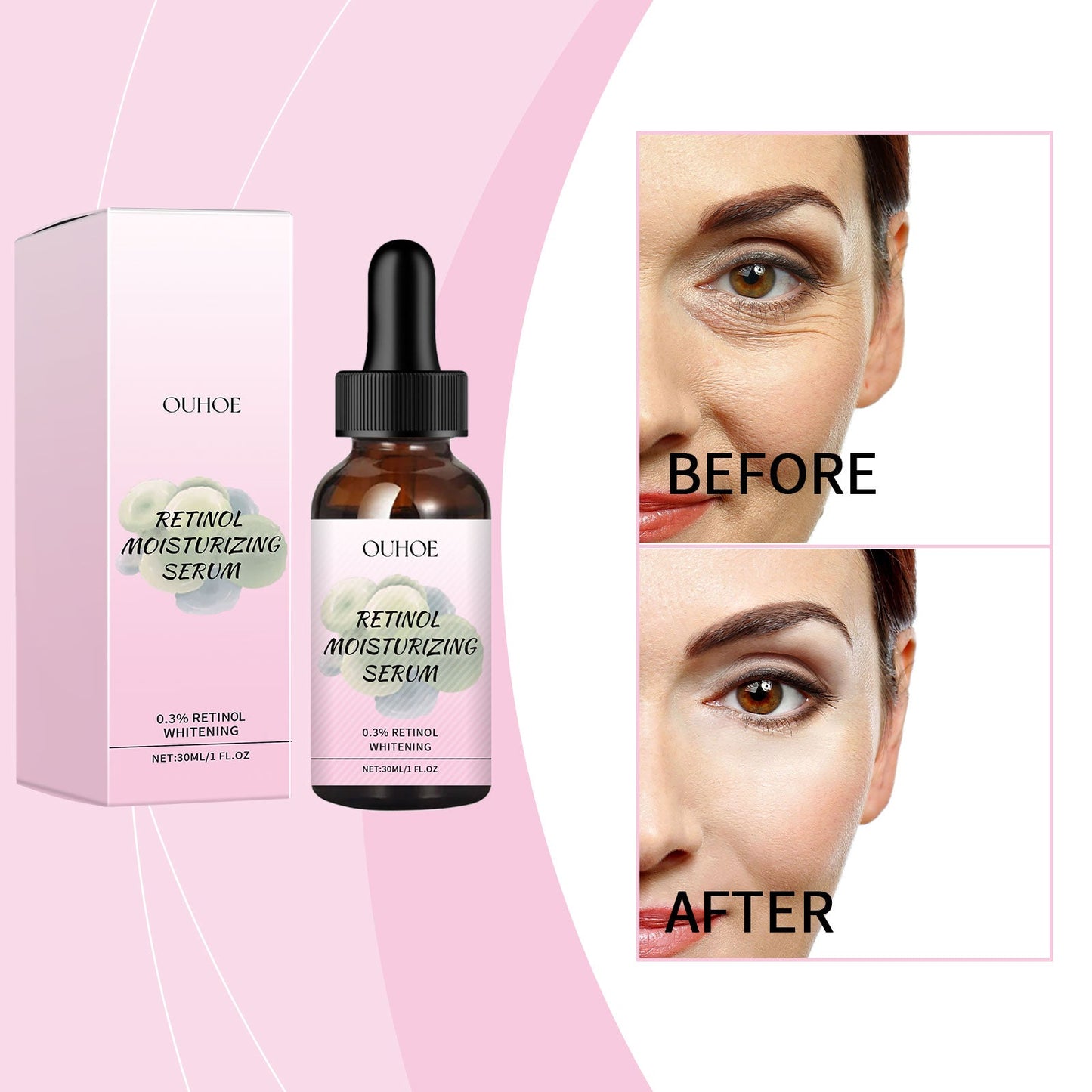 OUHOE Retinol Hydrating Serum, A Delicate And Moisturizing Face Anti-Wrinkle Serum With Retinol Vitamin C