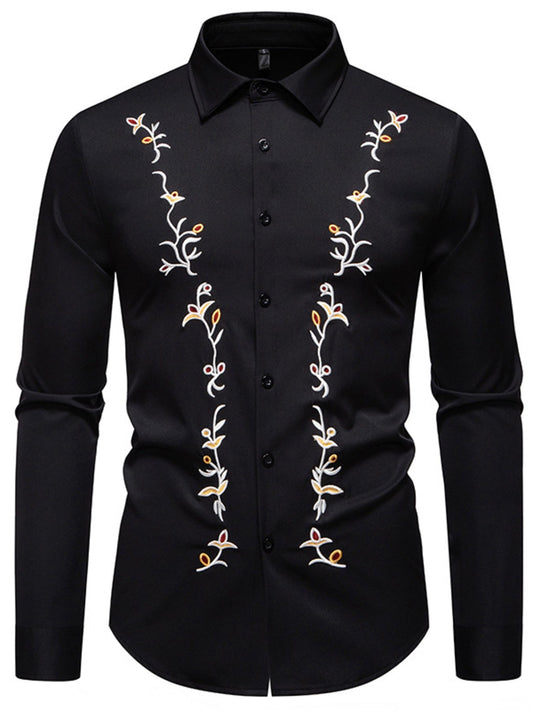 Men's Embroidered Long Sleeve Shirt