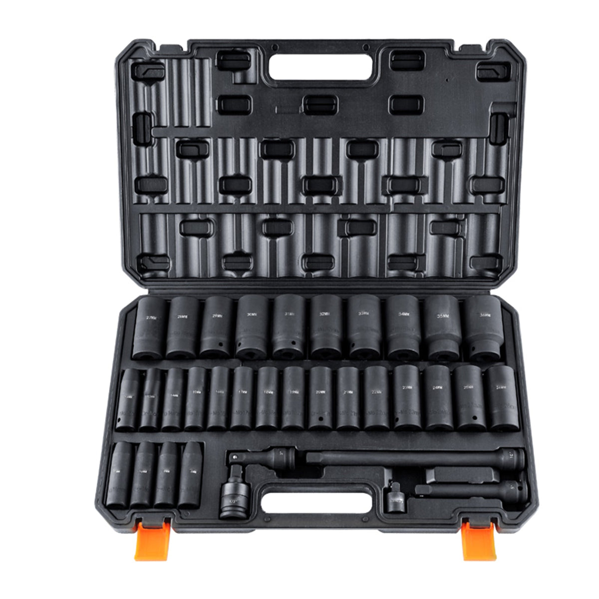 VEVOR  Drive Deep Impact Socket Set, 34pcs Socket Set Metric 8-36mm 6 Point Cr-MO Alloy Steel For Auto Repair, Rugged Construction, Includes Heavy Duty Storage Case