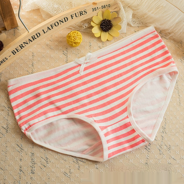 Striped Navy Style Bow Cute Women's Panties