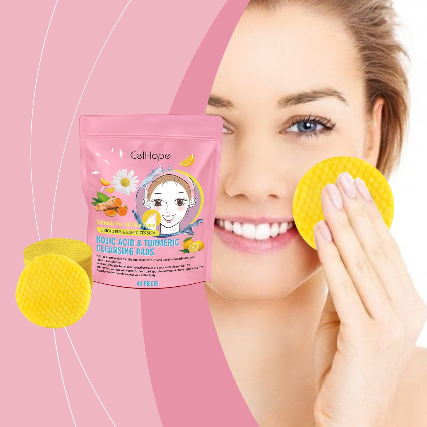 Eelhope Turmeric Cleansing Pad Gently Cleanses Facial Skin And Hydrates And Moisturizes Skin Care Cleansing Pad