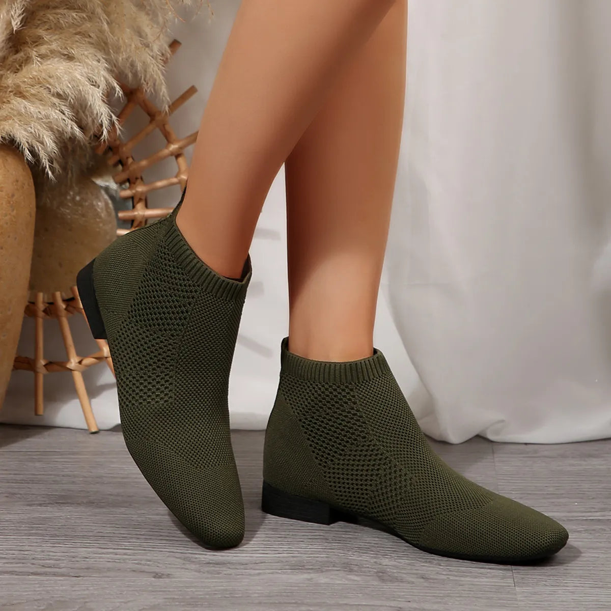 Mesh Knit Ankle Boots with Stretch Comfort Fit