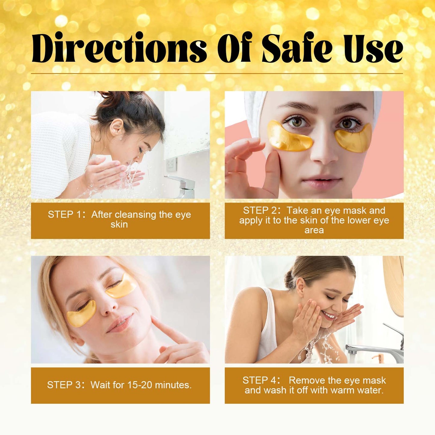 EELHOE 24K Gold Anti-Wrinkle Eye Mask, Moisturizing And Improving Eye Lines Brightening And Moisturizing Eye Skin Eye Care