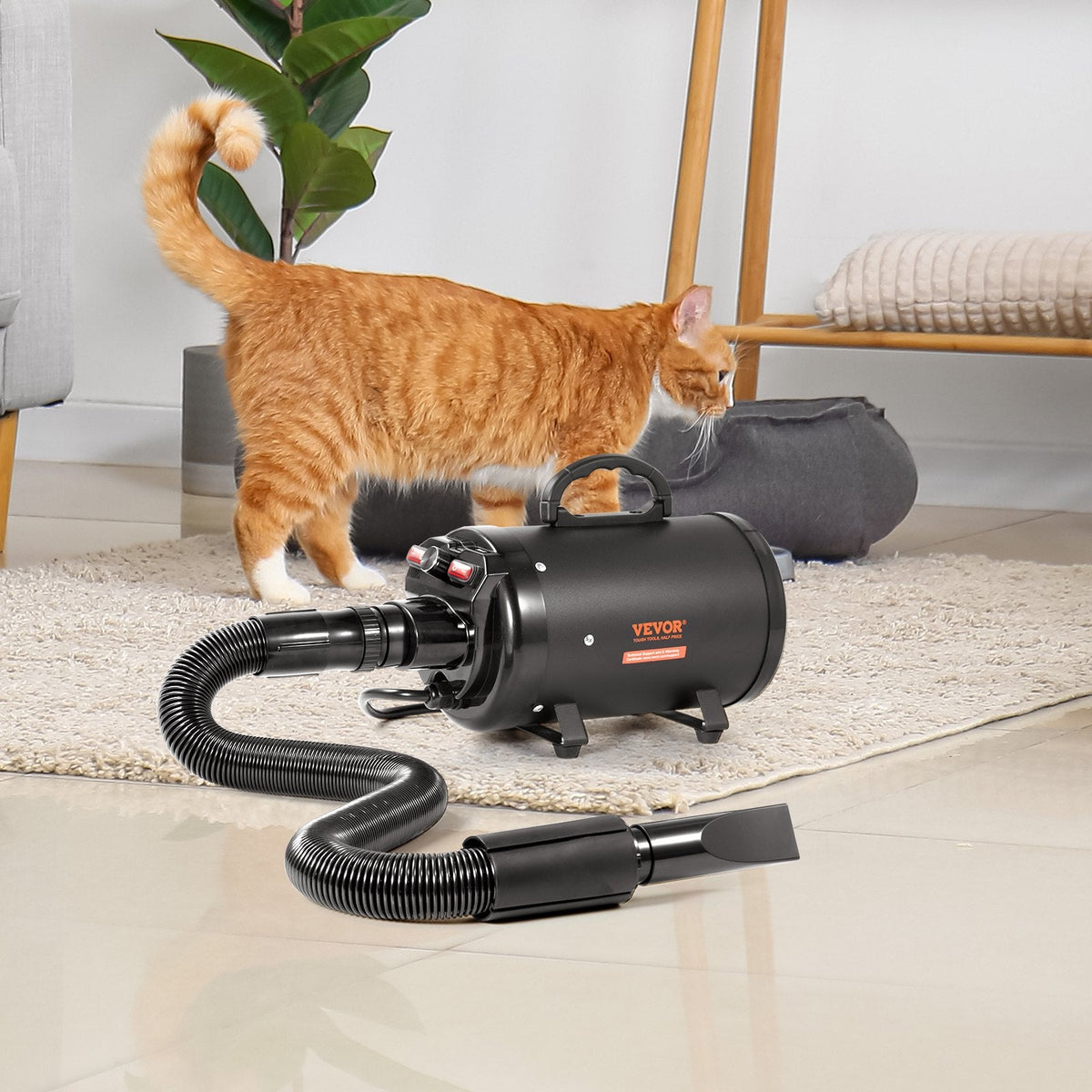 Dog Dryer, 2800W/4.3HP Dog Blow Dryer, Pet Grooming Dryer With Adjustable Speed And Temperature Control, Pet Hair Dryer With 4 Nozzles And Extendable Hose, Black