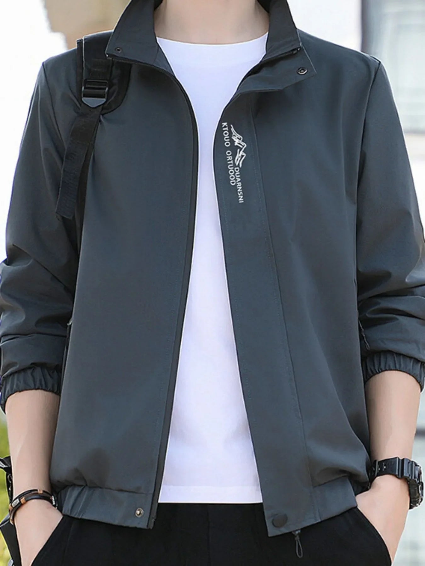 Men's Plus Size Zip Up Long Sleeve Jacket