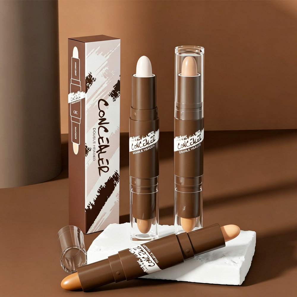 3PCS Dual-Ended Contour Stick, 2-in-1 Highlighter & Bronzer Stick, Waterproof Long-Lasting Contour And Highlight Makeup Pen