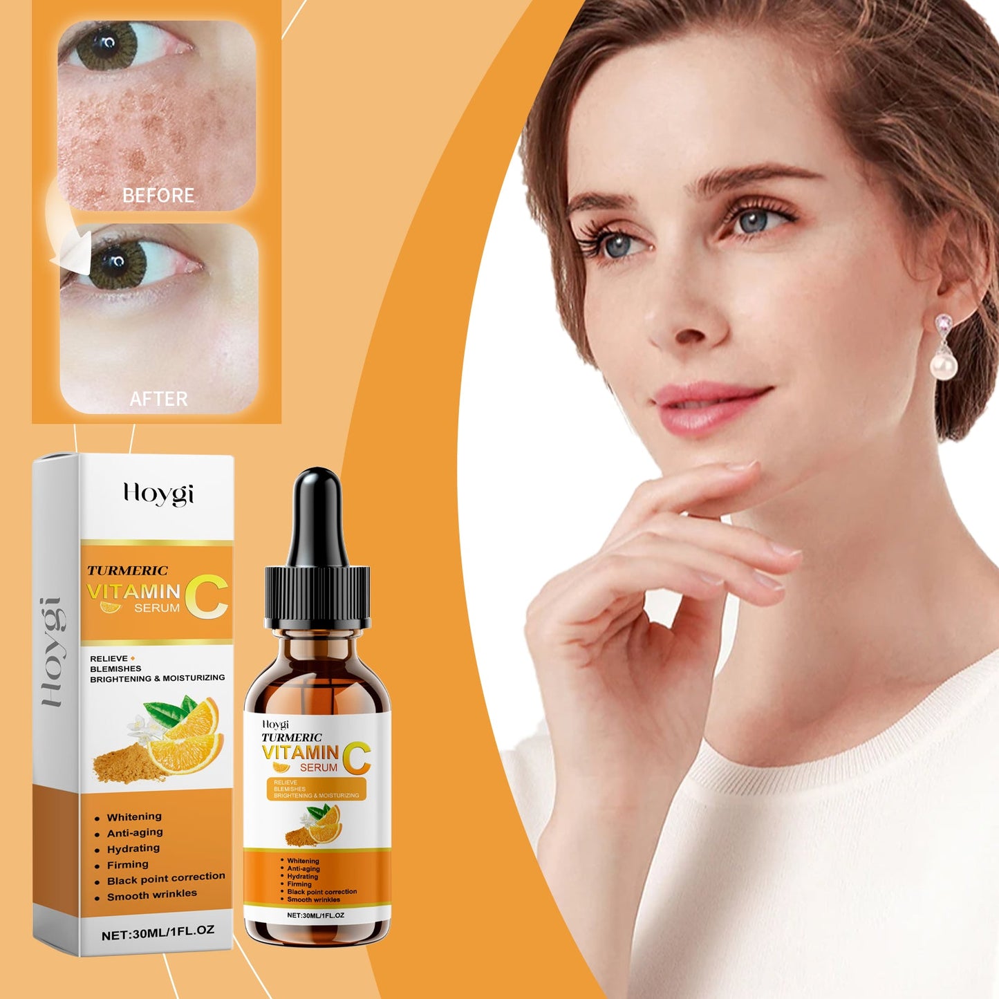 Hoygi Vitamin C Facial Essence, Moisturizing, Hydrating, Brightening, Moisturizing, Anti-Wrinkle And Firming Facial Care Essential Oil