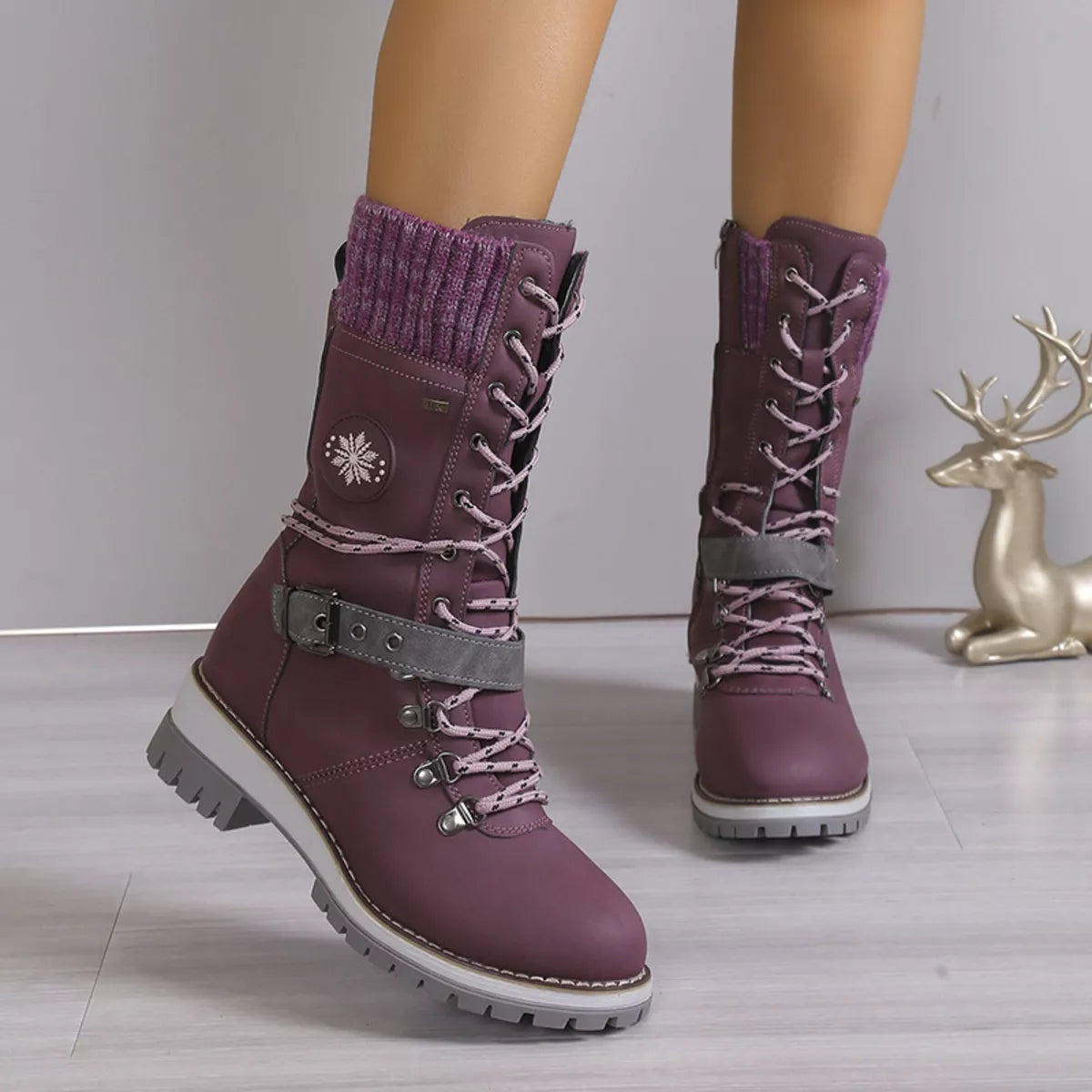 Lace Up Block Heel Boots
