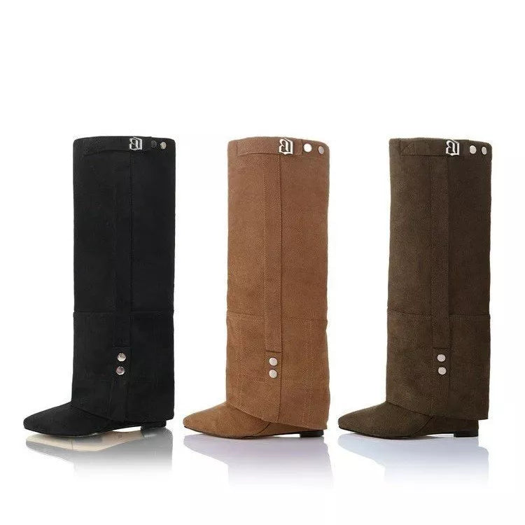 Point Toe Block Heels Boots