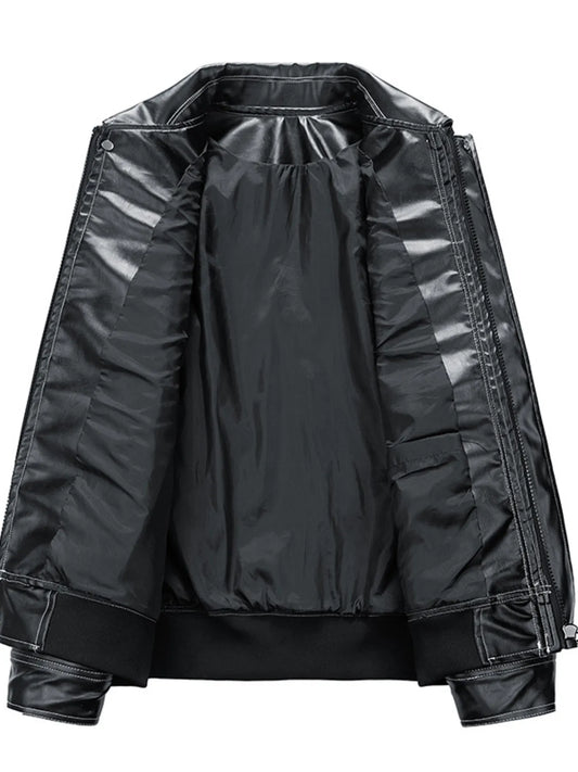 Men's Plus Size Zip Up Leather Jacket