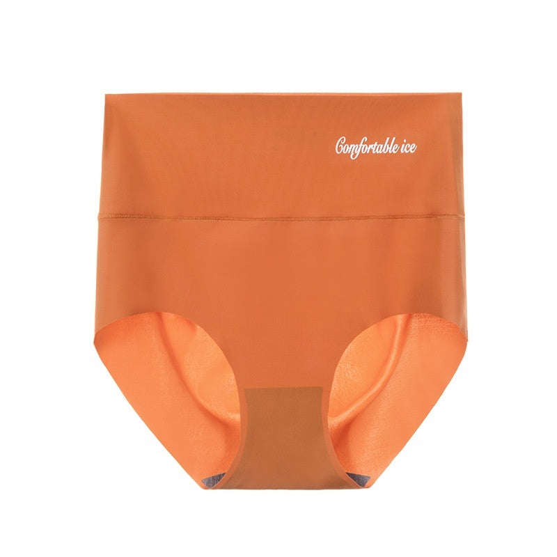 High Waist Ice Silk Seamless Panties Women's Belly Contracting And Hip Lifting