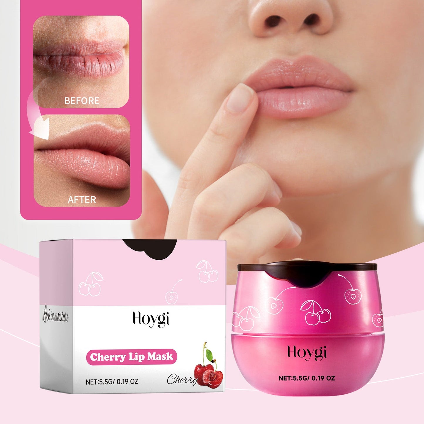 Hoygi Cherry Lip Mask, Lip Repair, Anti-Cracking, Moisturizing And Fading Lip Lines Lip Care