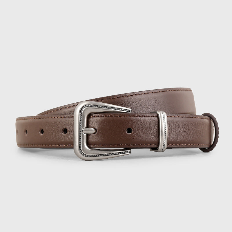 Leather Belt with Silver Buckle
