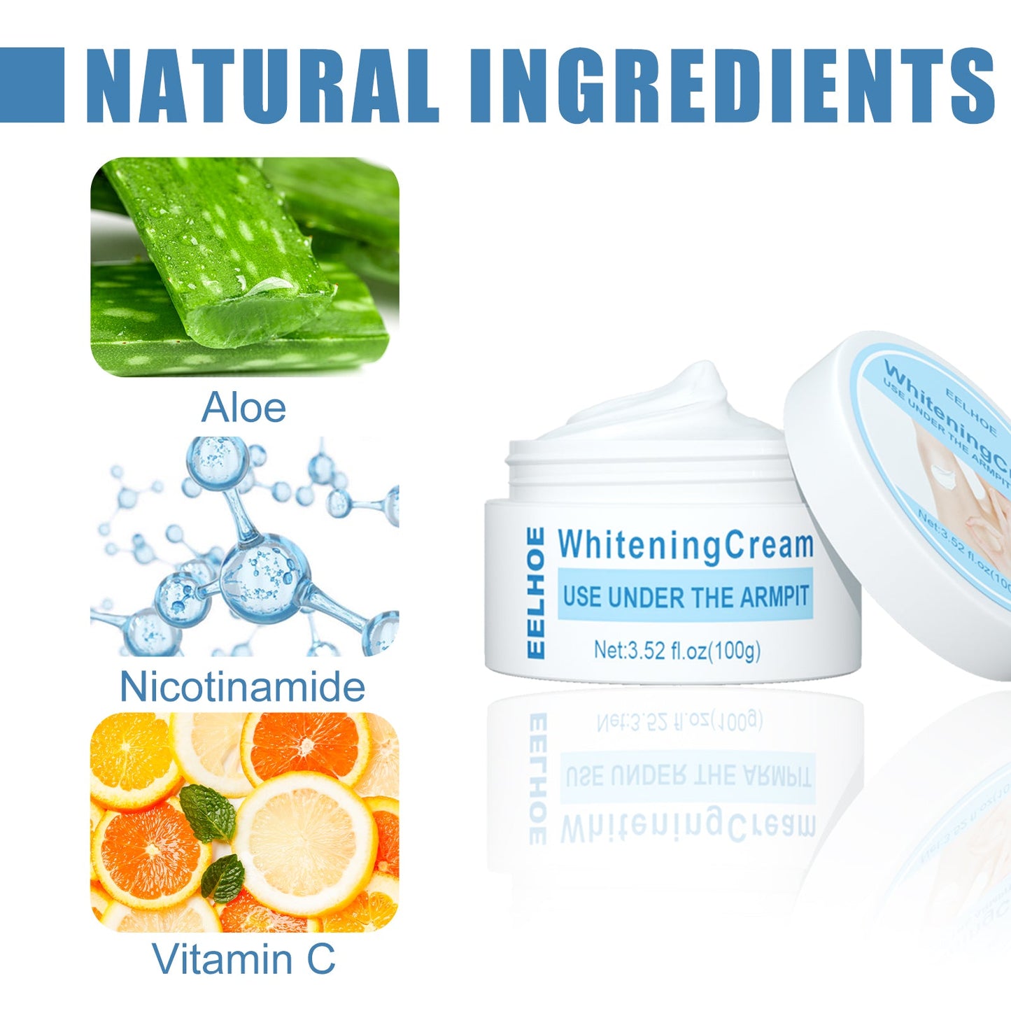 EELHOE Beauty Cream, Neck And Back Legs And Elbows Refreshing And Smooth Remove Stains Moisturize Skin Underarm Whitening Cream