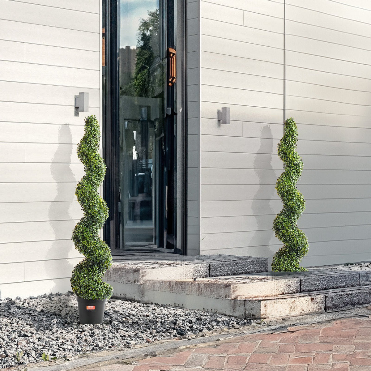 VEVOR 2 Pack 5' Artificial Boxwood Topiary Tree Faux Plant UV Decor In Outdoor