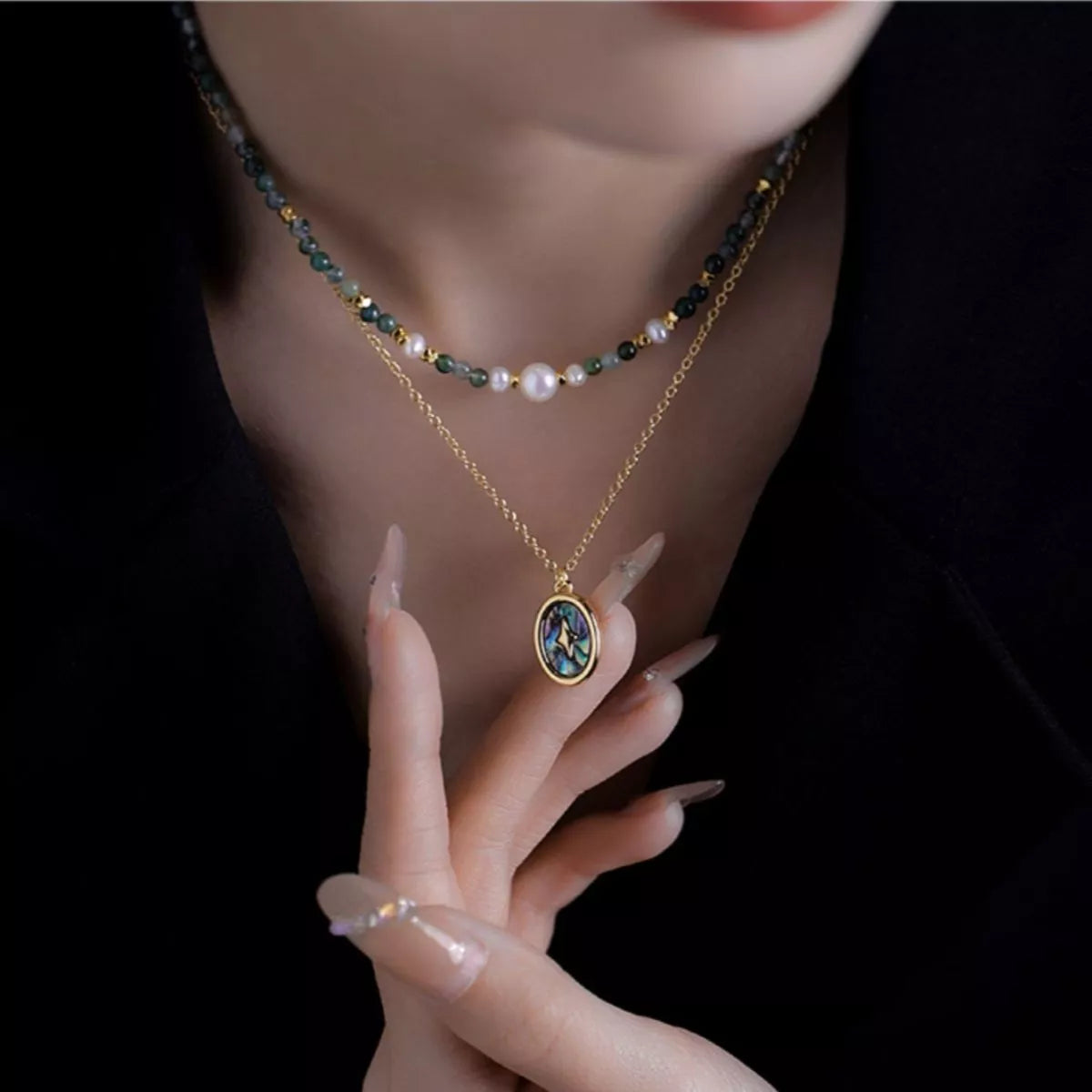 2 Piece Freshwater Pearl 18K Gold-Plated Pendant Necklace