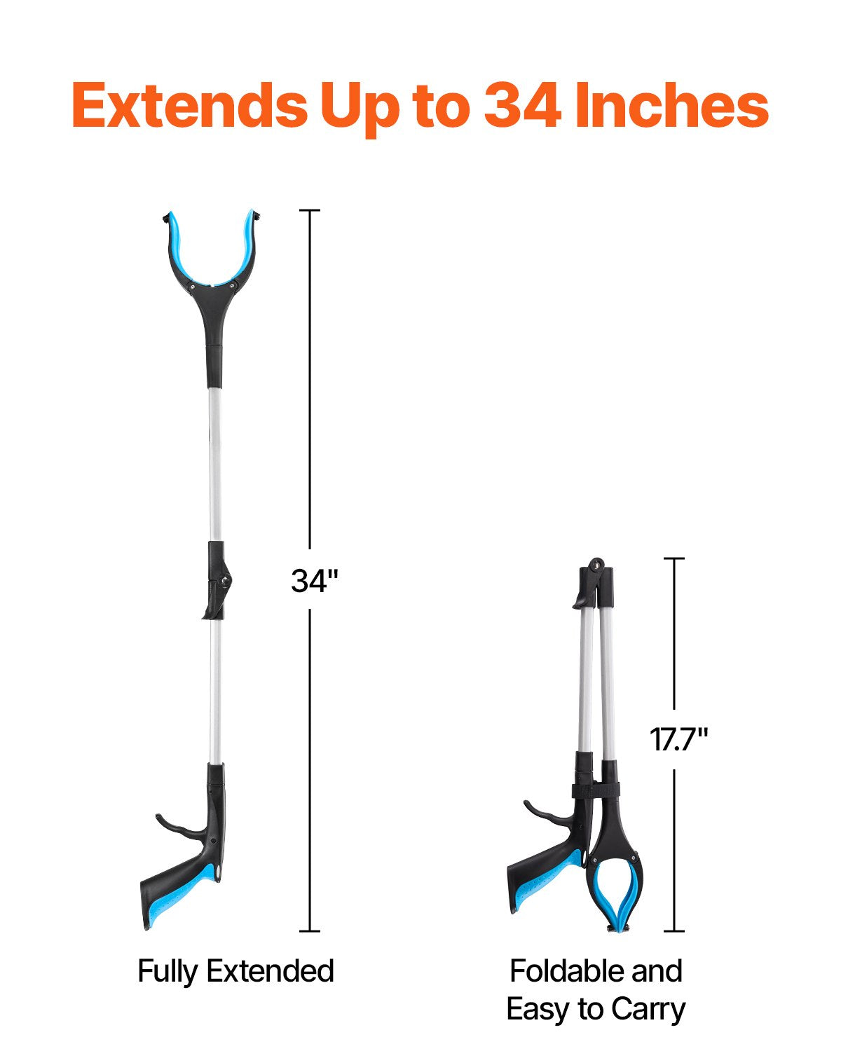 Grabber Reacher Tool, 2-Pack Foldable Reacher Grabber Pickup Tool With 360 Rotating Jaw & Magnets, Grabber Tool Heavy Duty