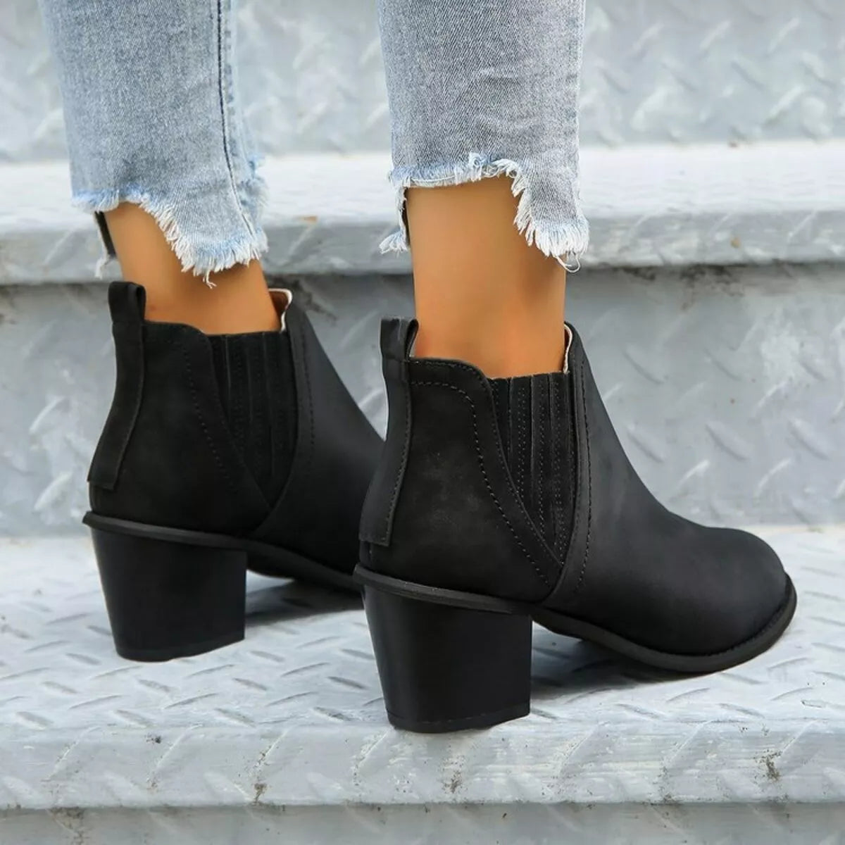 Point Toe Block Heels Boots