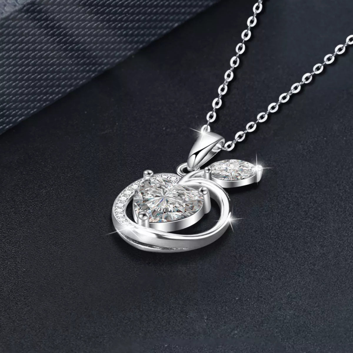 2 Carat Moissanite 925 Sterling Silver Apple Pendant Necklace