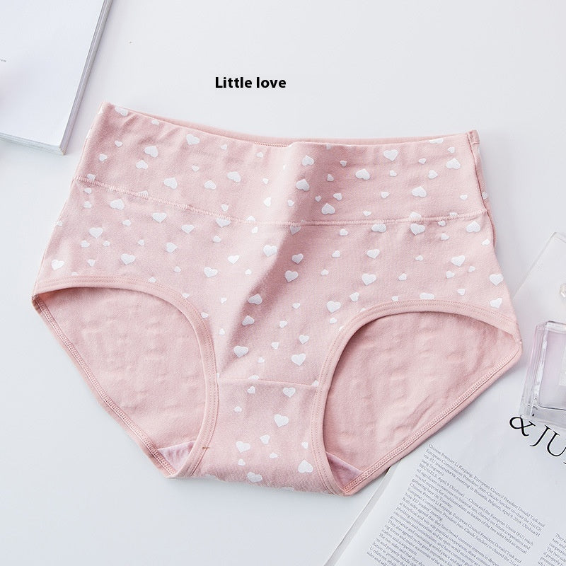 Women's High Waist Cotton Printed Underwear Seamless Belly Contraction Plump Girls Triangle Shorts