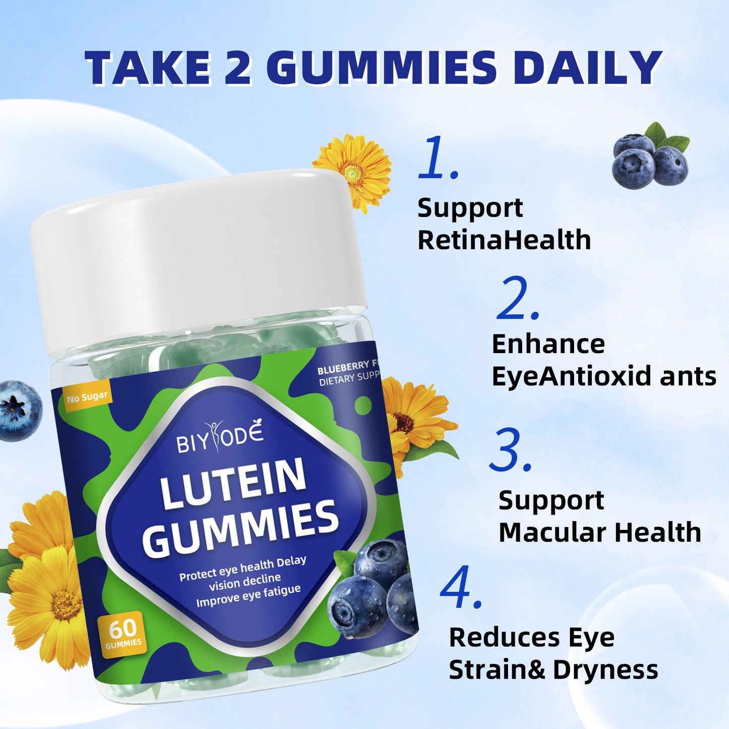 Wholesale Lutein Gummies Ready Stock Fast Shipping Natural Vision Support Supplement