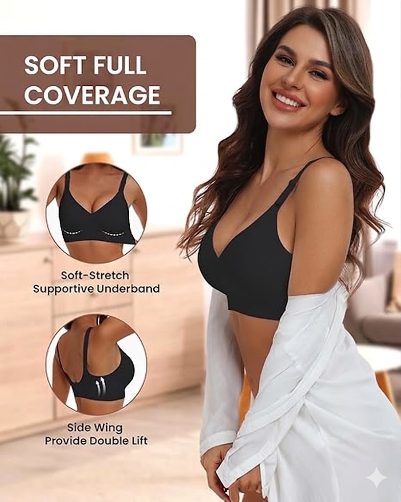 Comfortable Seamless Full Coverage Bra For Women Wireless Bras With Soft Support Regular And Plus Size