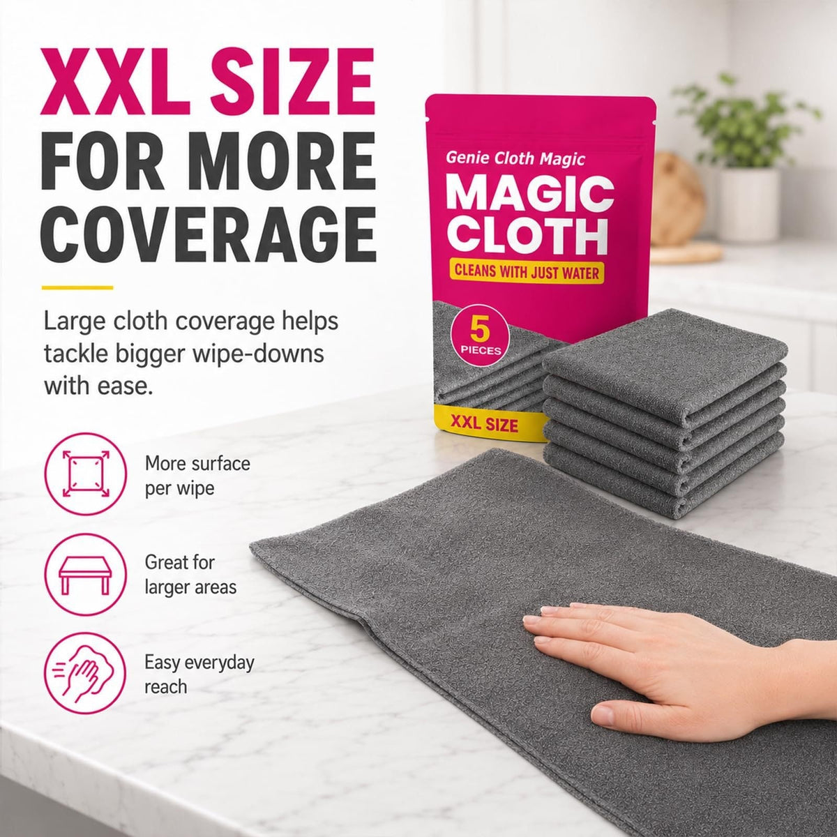 Genie Magic Cloth Reusable Cleaning Cloth Streak-free Glass Wipe Household