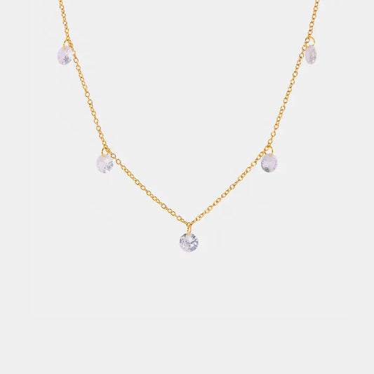 Stainless Steel Rhinestone Charm Necklace