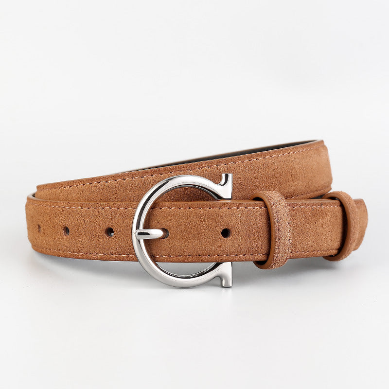 Leather Belt with Silver Buckle