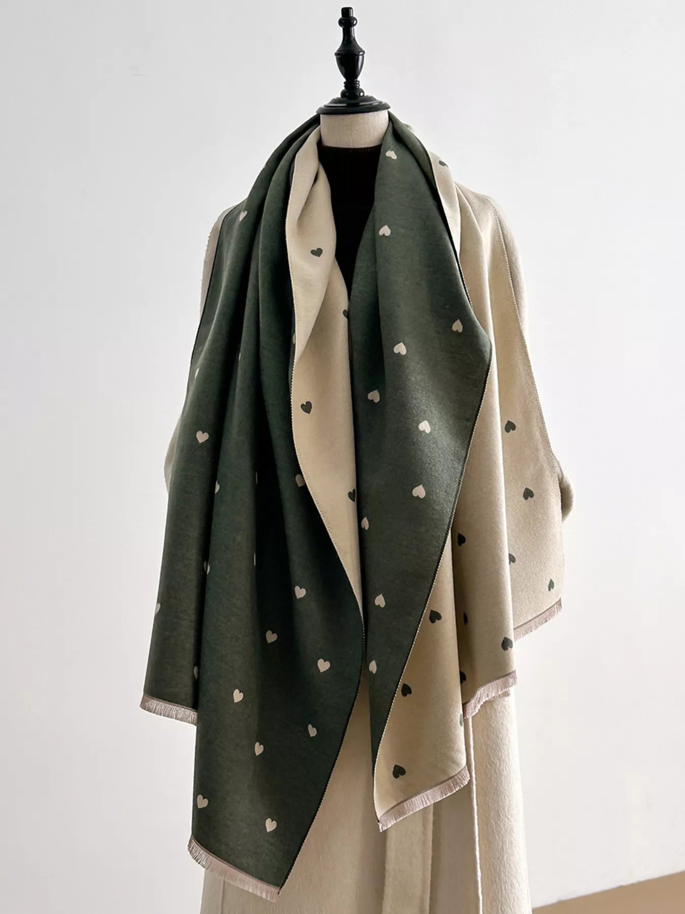 Heart Raw Hem Scarf
