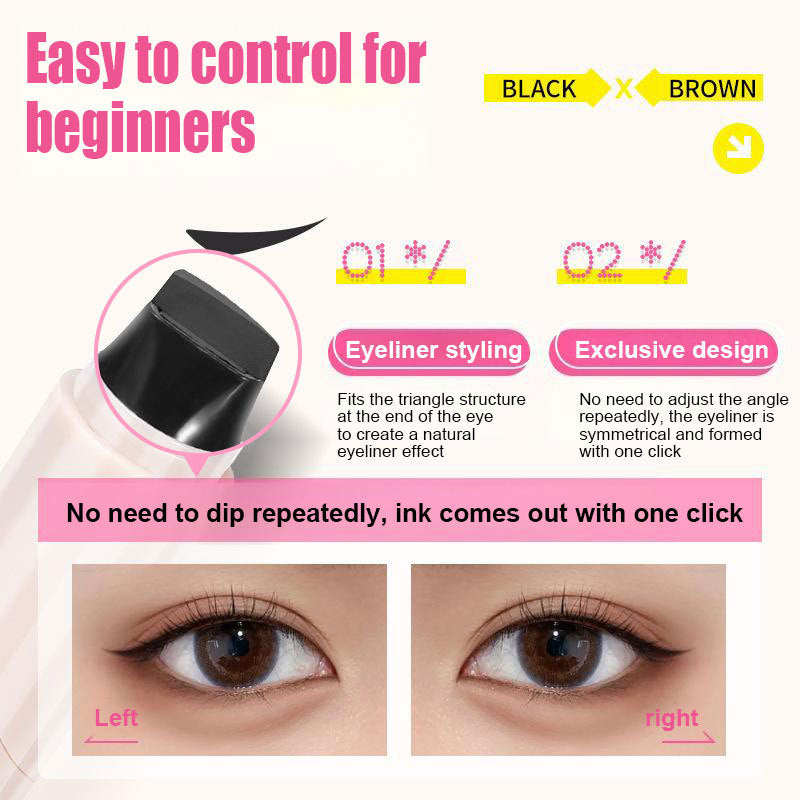 Waterproof Long-Lasting All-in-One Liquid Eyeliner, Double-Ended Stamp Eyeliner For Eye Makeup