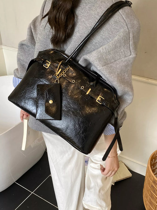 Vintage Buckle Decor Handbag