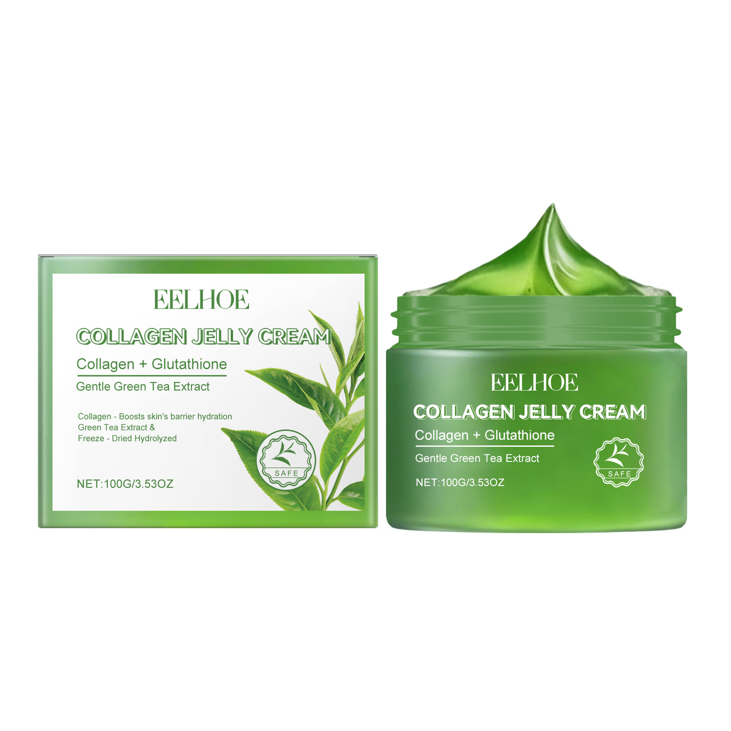 EELHOE Green Tea Collagen Jelly Cream, Gentle Moisturizing Moisturizing Face Soothing Moisturizing Cream For Dry Skin