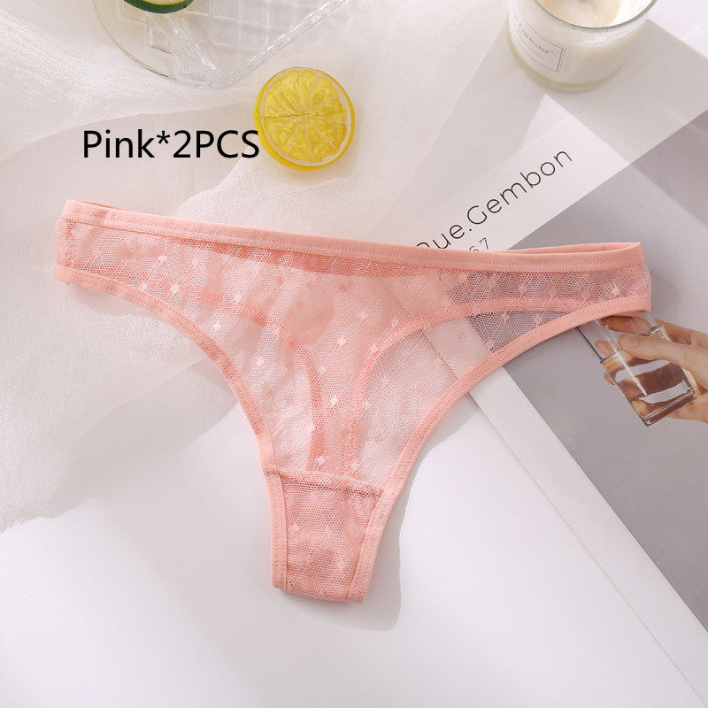 Ladies Hollow Sexy Solid Color Low Waist High Slit Briefs