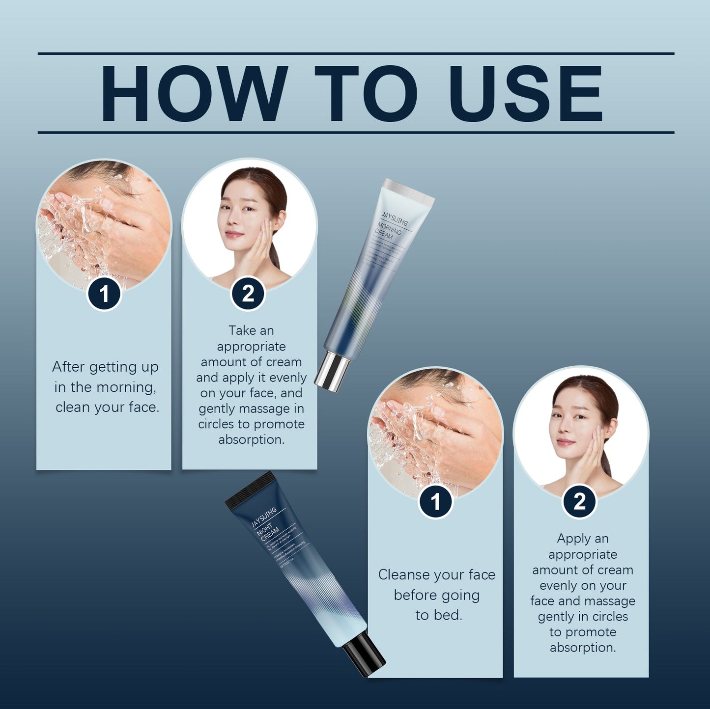 Jaysuing Day & Night Cream 2 Sets 31 Shield Cream Moisturizing And Moisturizing Skin 102 Night Cream Repairing Skin