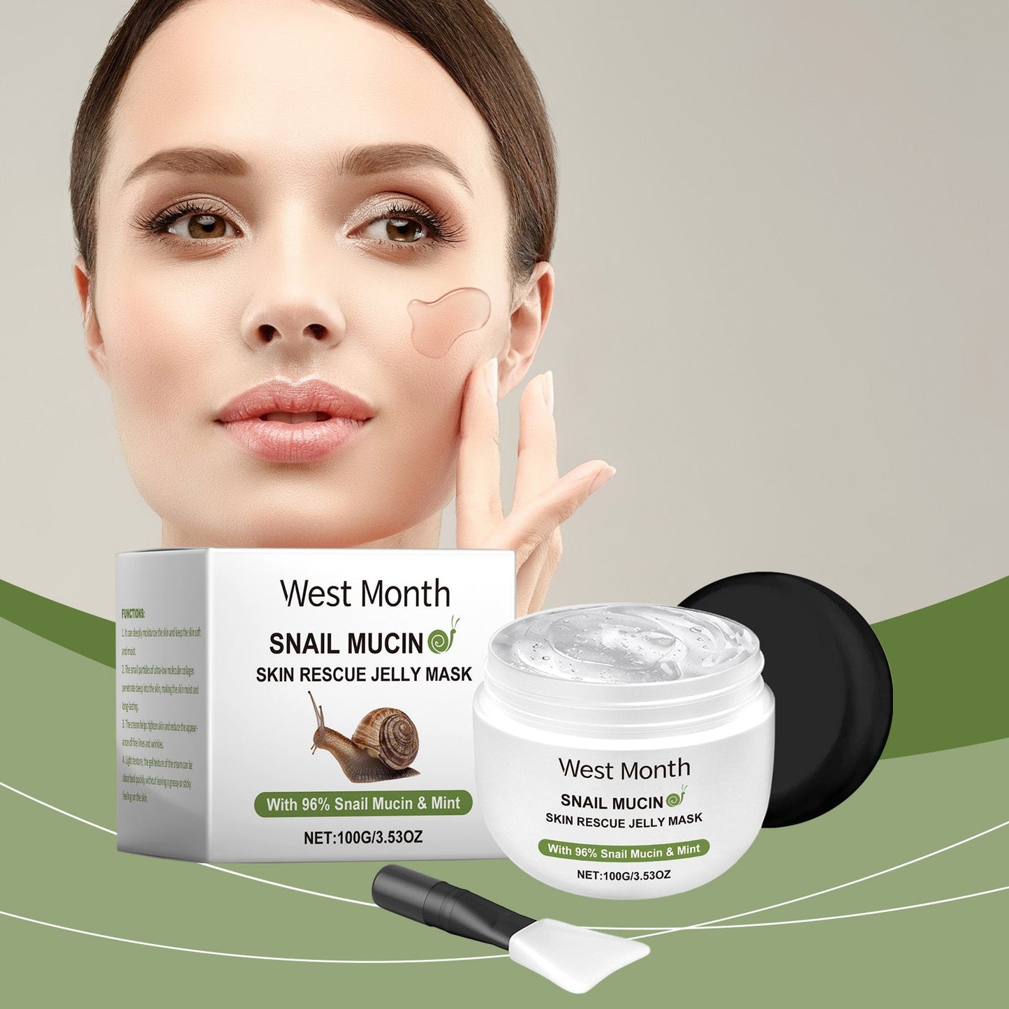 West Month Snail Jelly Mask, Wet Mask Repair Facial Skin Blemishes Moisturizing And Cleaning