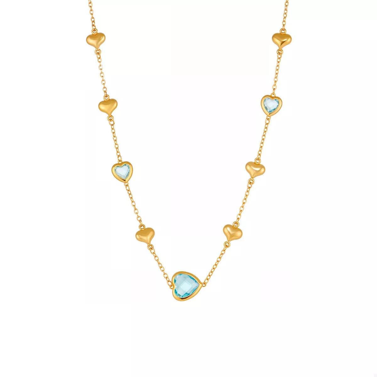 18K Gold-Plated Heart Necklace with Glass Stone