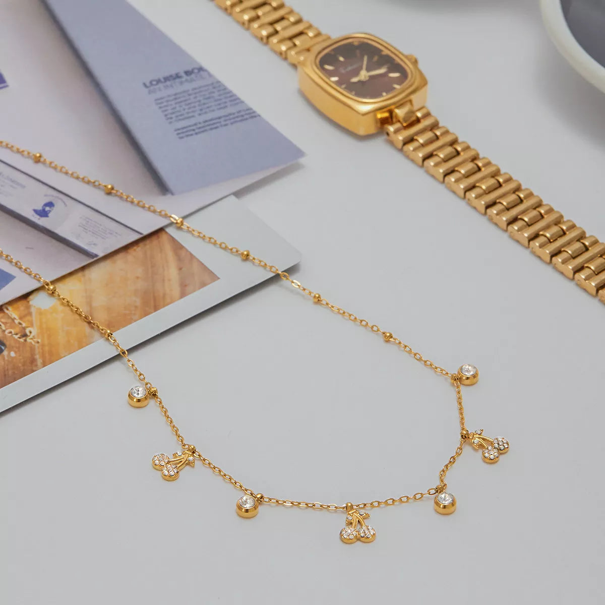 18K Gold-Plated Zircon Cherry Necklace