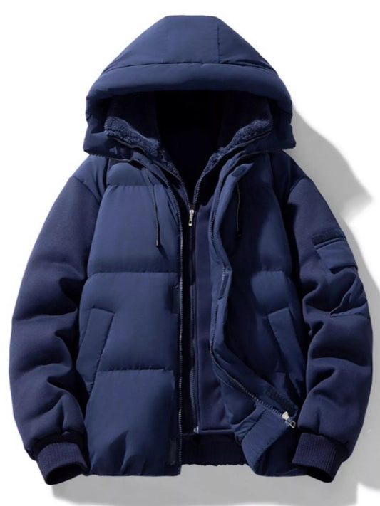 Men's Plus Size Warm Hooded Padded Puffer Jacket