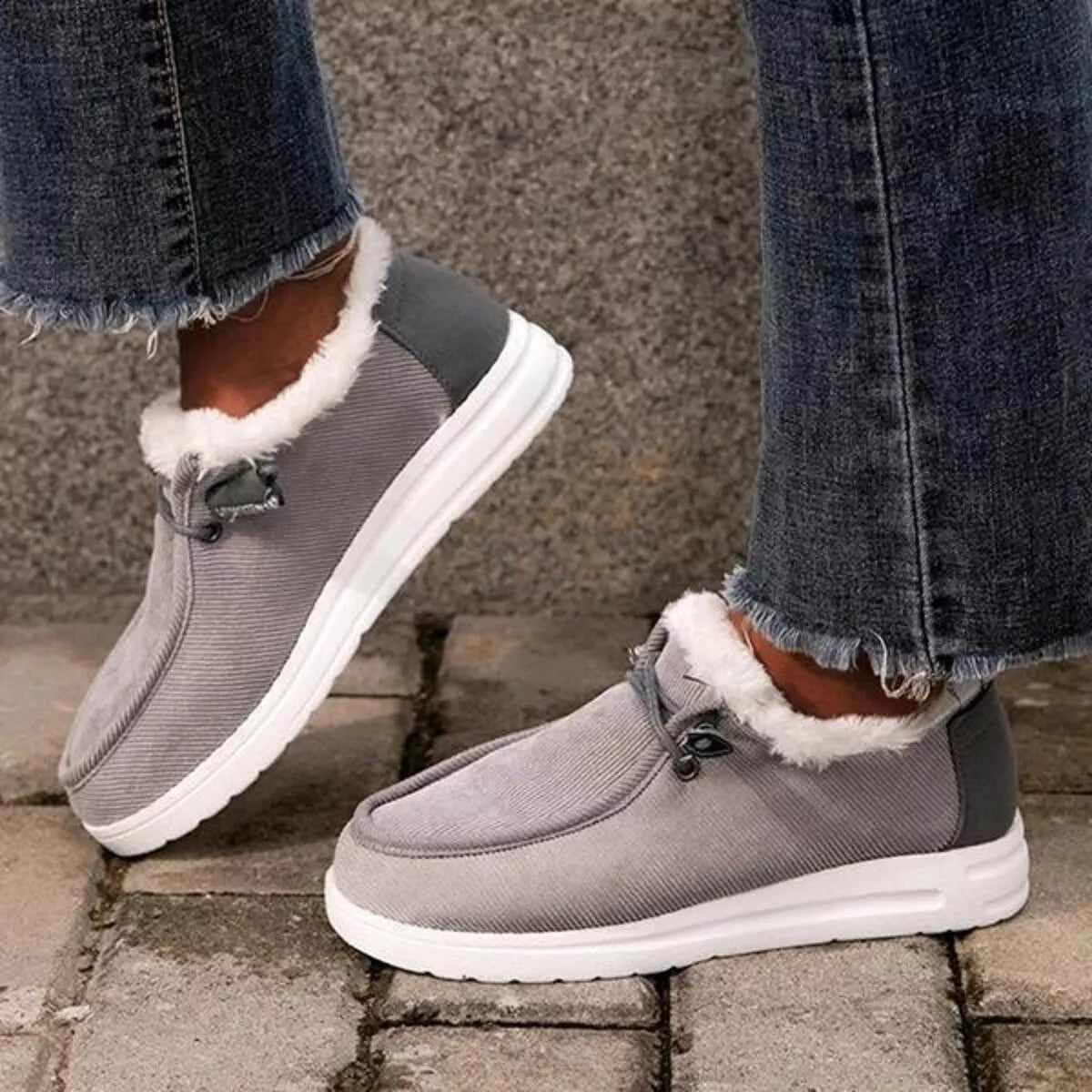 Fuzzy Lined Corduroy Slip-Ons