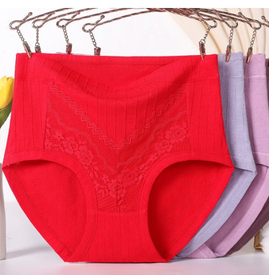 Bright Red Underwear Women's Middle-aged And Old Cotton Fabric