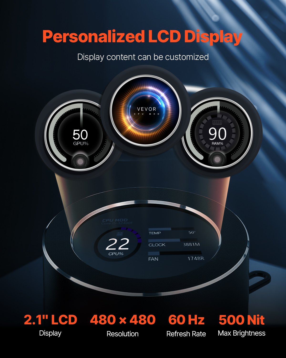 CPU Liquid Cooler AIO CPU Water Cooler With 3 PWN Fans(120 Mm) Intel AMD