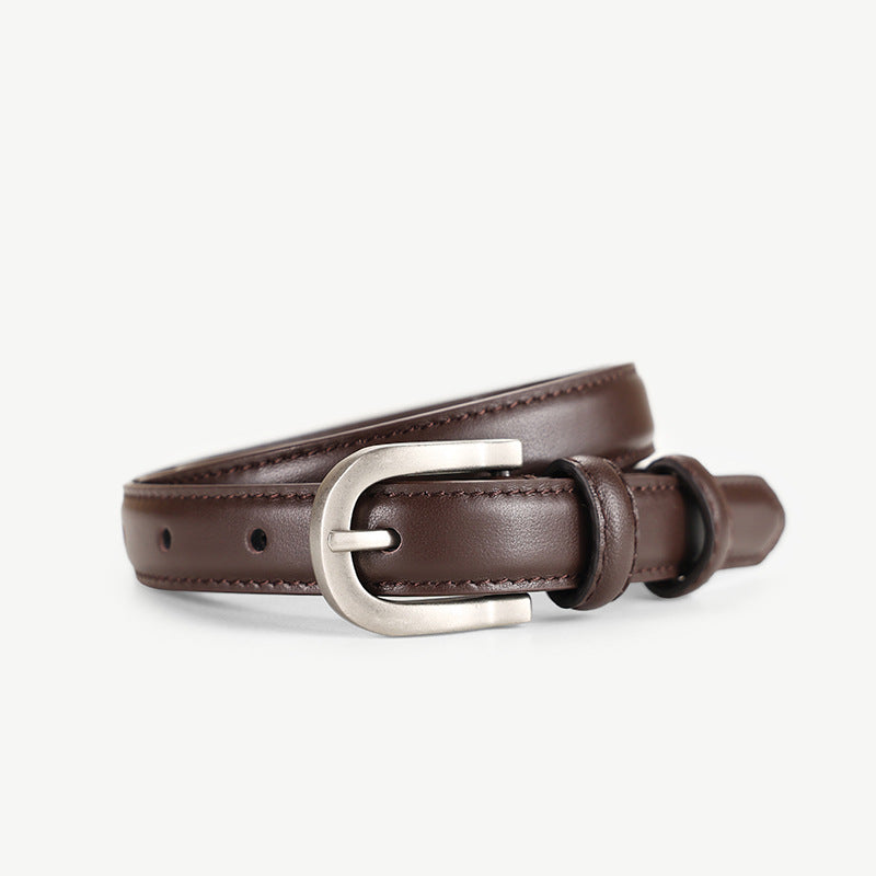 Classic Leather Skinny Belt