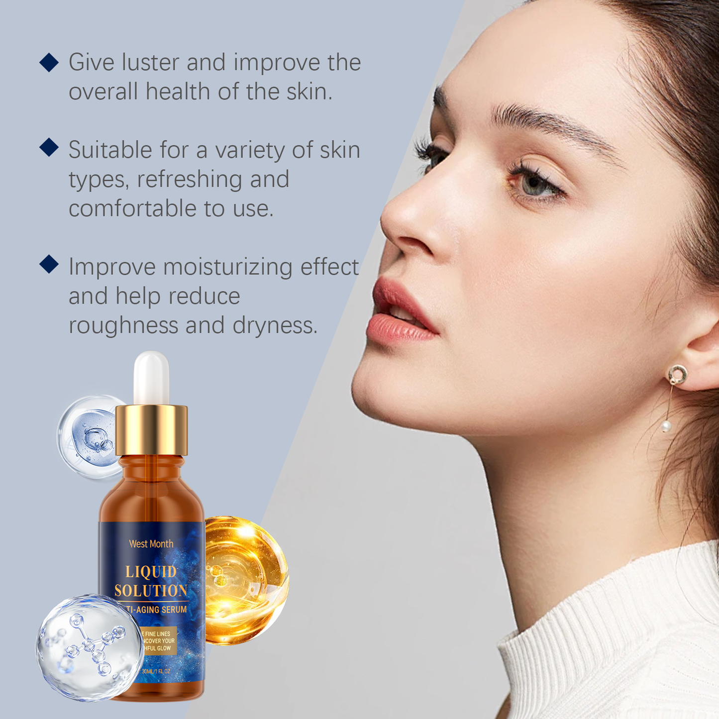 West&Month Firming Face Essence, Delicate Pores Hydrating And Repairing Moisture To Improve Roughness