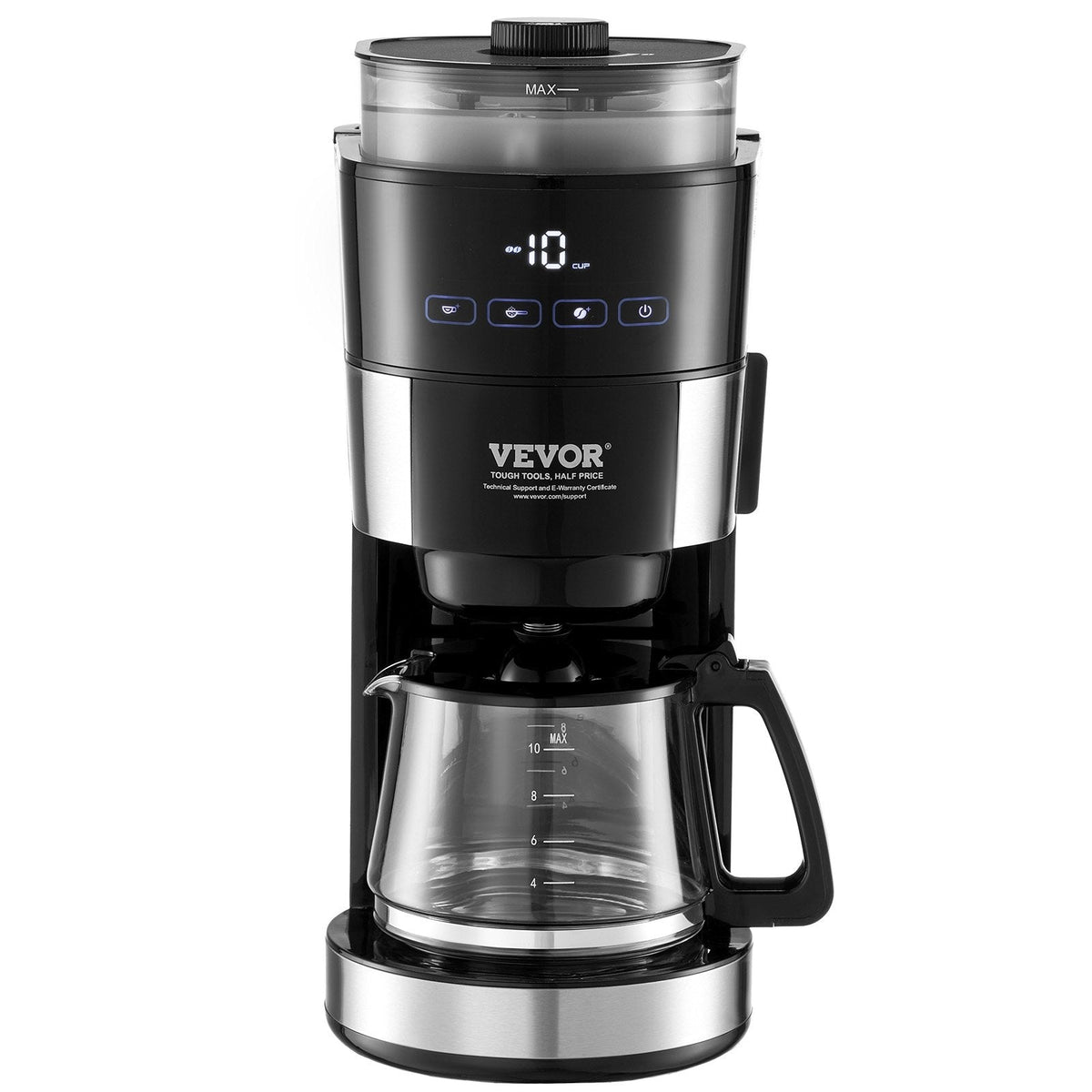 VEVOR 10-Cup Coffee Maker Drip Coffee Machine With 3 Brew Strength Control